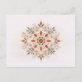 Postal Terracotta Boho Botanical Mandala Watercolor 