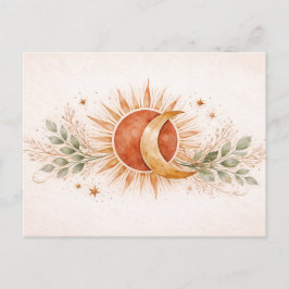 Postal Terracotta Boho Celestial Sun Moon Botanical