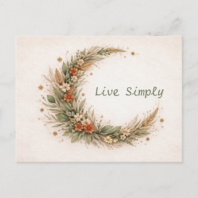 Postal Terracotta Boho Floral Crescent Moon Botanical  (Anverso)