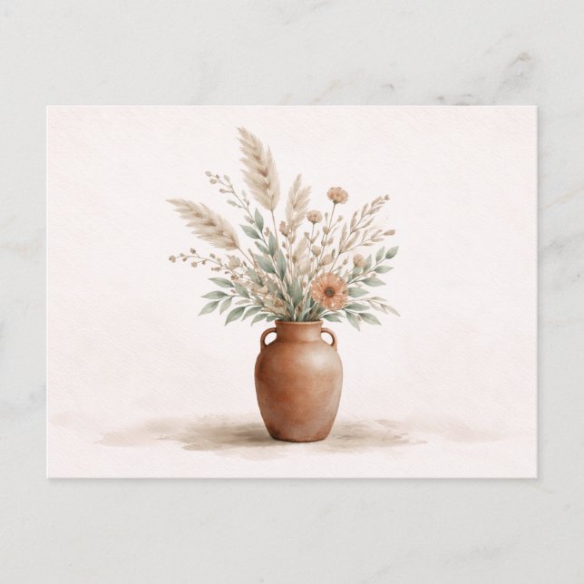 Postal Terracotta Boho Vase Pampas Grass Botanical (Anverso)