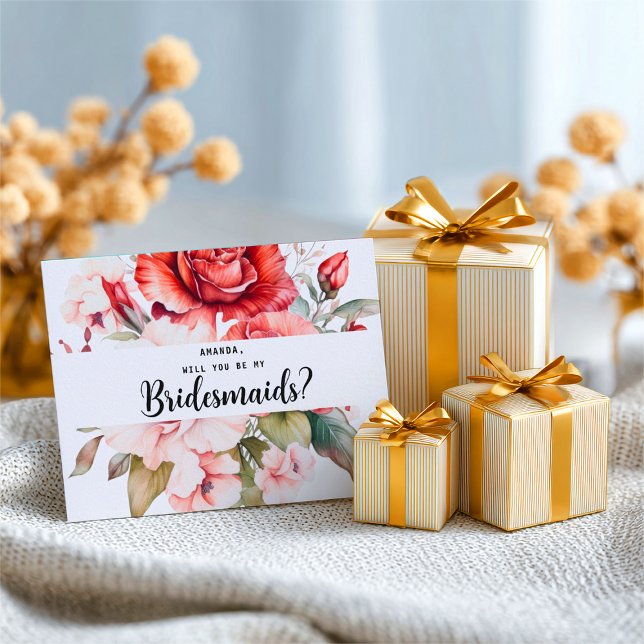 Postal Terracotta Burgundy Blush Floral Bridesmaid (Subido por el creador)