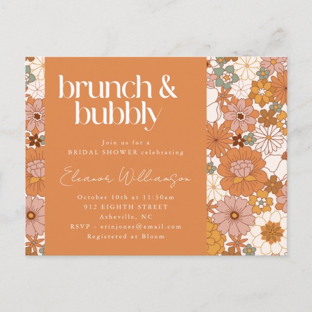 Postal Terracotta Floral Brunch Bridal Shower Warm Earthy (Anverso)