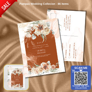 Postal Terracotta Floral Pampas Grass RSVP BODA