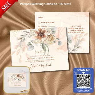 Postal Terracotta Floral Pampas Grass RSVP BODA Postca