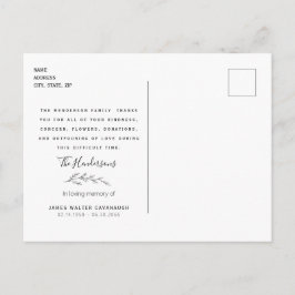 Postal Terracotta Foliage Funeral Gracias Nombre Y Fecha