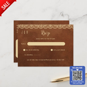 Postal Terracotta Gold Lace Wedding RSVP Para Coincidir C