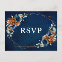 Terracotta Navy Blue Greenerenery Geométrica RSVP 