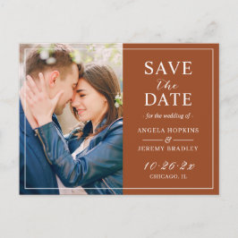 Postal Terracotta Reddish Modern Photo Save the Date