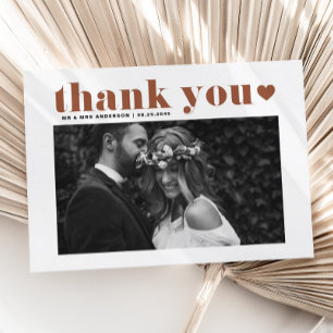 Postal Terracotta Retro Typography Boda Gracias