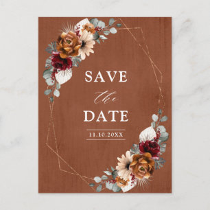 Postal Terracotta Sage Burgundy Boda Geométrico Floral