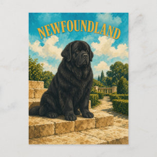Postal Terranova, Arte de Perro con Acuarela Vintage