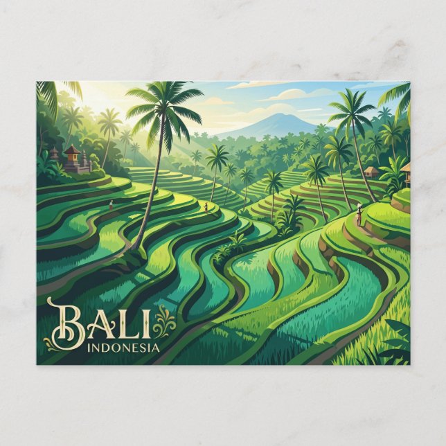 Postal Terraza de arroz de Tegallalang Indonesia (Anverso)