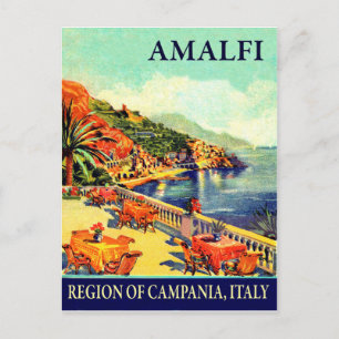 Postal Terraza de hotel en Amalfi, Campania, Italia, viaj