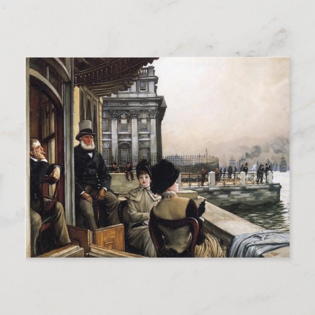 Postal Terraza de la taberna Trafalgar por James Tissot (Anverso)