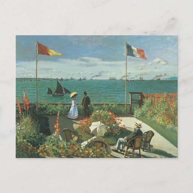Postal Terraza junto al mar por Claude Monet (Anverso)