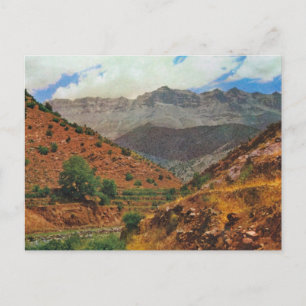 Postal Terrazas agrícolas antiguas, montañas Atlas, Mo