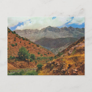 Postal Terrazas agrícolas antiguas, montañas Atlas, Mo