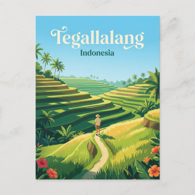 Postal Terrazas de arroz de Tegallalang Indonesia (Anverso)