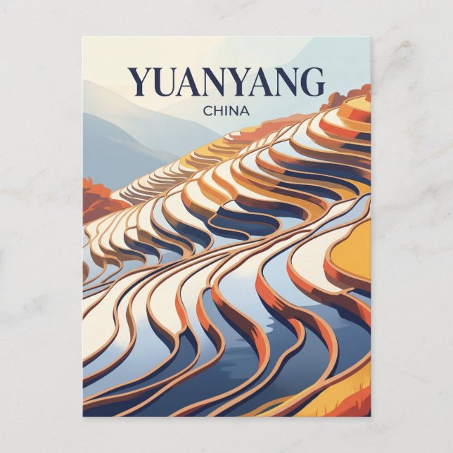 Postal Terrazas de arroz de Yuanyang China (Anverso)