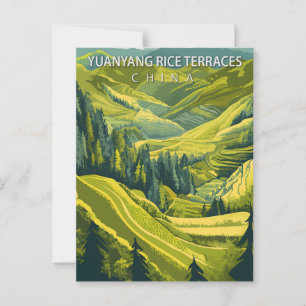 Postal Terrazas de Arroz Yuanyang China Viaje Vintage