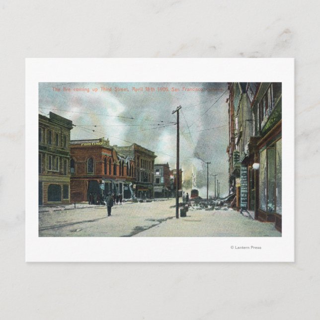 Postal Terremoto de 1906 en la tercera calle del incendio (Anverso)