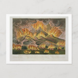 Postal Terremoto y erupción de la montaña de Asama-y