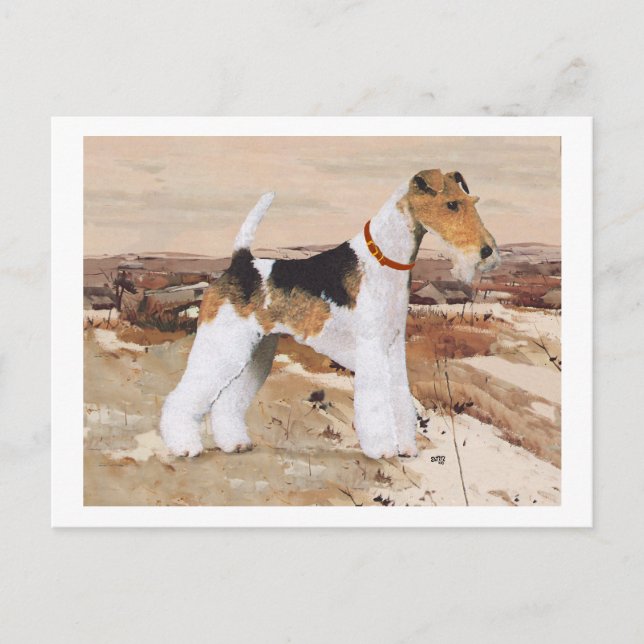Postal Terrier de pelo liso de zorro Otoño (Anverso)