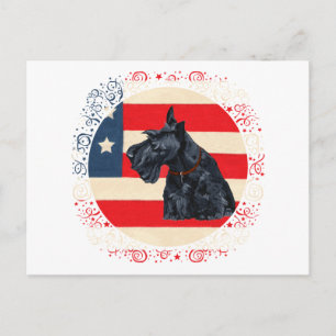 Postal Terrier escocés patriótico en la bandera