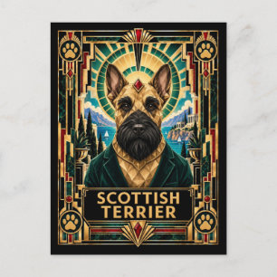 Postal Terrier Escocés, Perro Art Déco