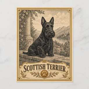 Postal Terrier Escocés, Perro Patrimonio Vintage