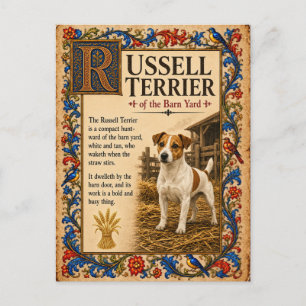 Postal Terrier Russell, Arte de Bestiario Medieval