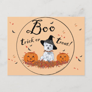 Postal Terrier West Highland Blanco de Halloween