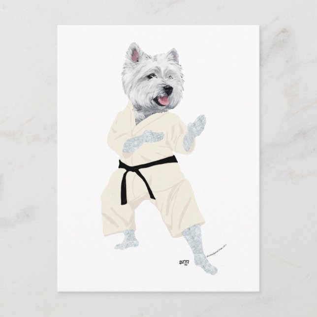Postal ¡Terrier West Highland KARATE ! (Anverso)