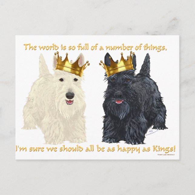 Postal Terriers Escoceses Pensamientos Felices (Anverso)