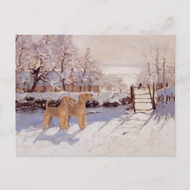 Postal Terriers Irlandeses en Invierno (Anverso)