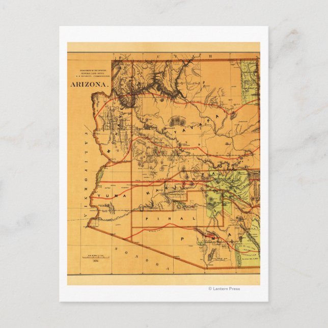 Postal Territorio de ArizonaMapa panorámico de Arizona (Anverso)