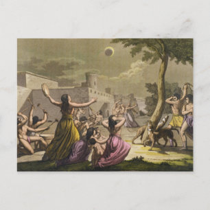 Postal Terror de los peruanos durante un eclipse de m