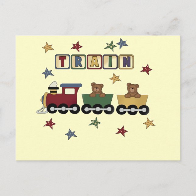 Postal Tesis de Teddy Bear Train y Regalos (Anverso)