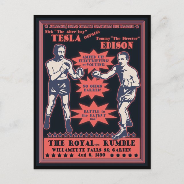 Postal Tesla v. Edison (Anverso)