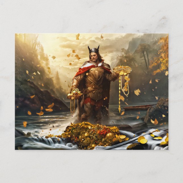 Postal tesoro de los Nibelungs en el Rin. (Anverso)