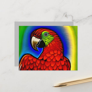 Postal Tesoro tropical: Resumen de arte de loro vibrante