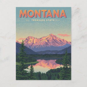 Postal Tesoros de Montana: Vista de lago de montaña vinta