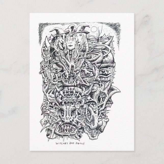 Postal Testigos y demonios, por Brian Benson (Anverso)