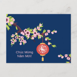 Postal Tet New Year OX Hoa Dao Blossoms