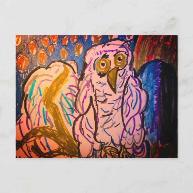 Postal Tetera de la parrilla de búho de nieve (Anverso)