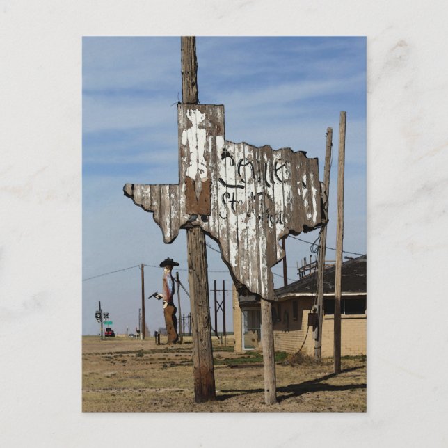 Postal Tex el Rótulo de Cowboy y Texas (Anverso)