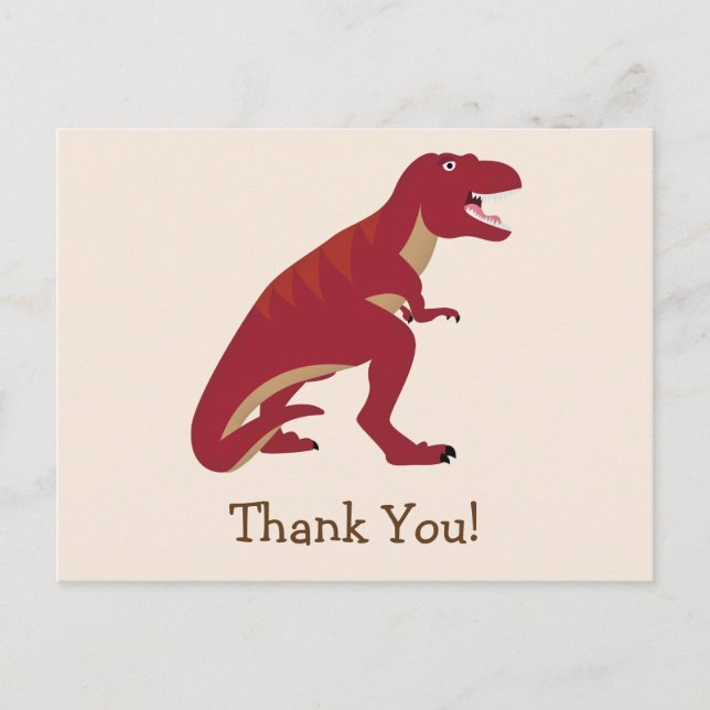 Postal Tex Rojo, Dinosaur Kid's Gracias (Anverso)