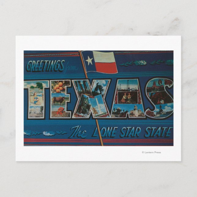Postal Texas (Bandera de una estrella solitaria)Escenas d (Anverso)