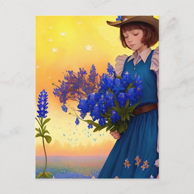 Postal Texas Chica Texas Bluebonnets Textiles Pride Art (Anverso)