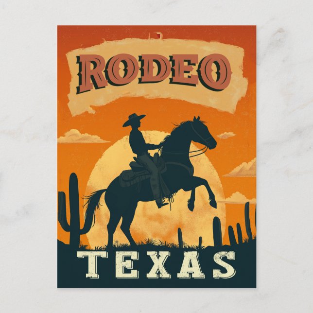 Postal Texas Cowboy Rodeo Vintage (Anverso)